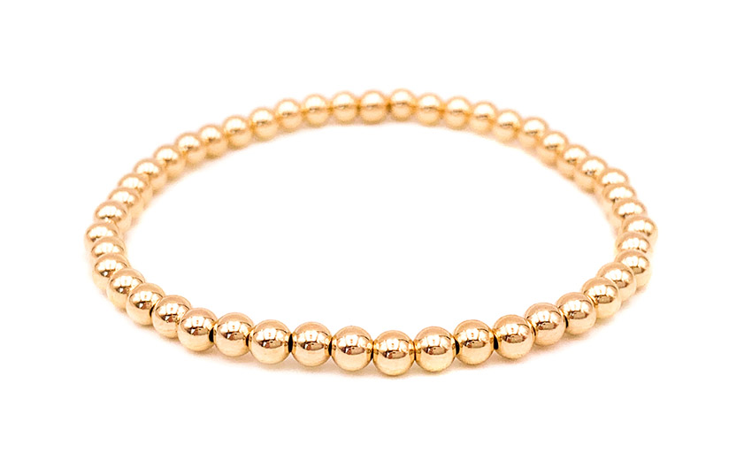 Sydney Evan 14k Gold 4mm Bead & Diamond Evil Eye Bracelet | Neiman Marcus