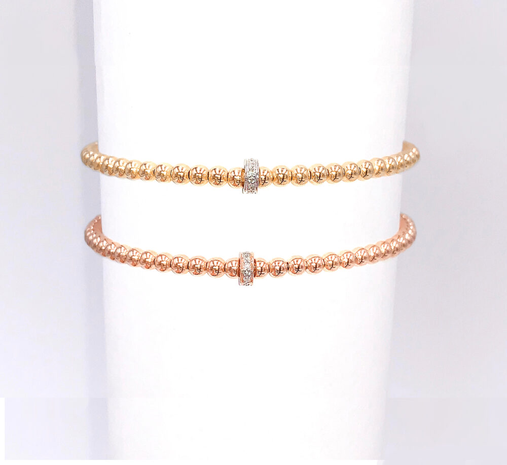 3mm Yellow Gold Filled Bracelet with 14K Diamond Rondelle