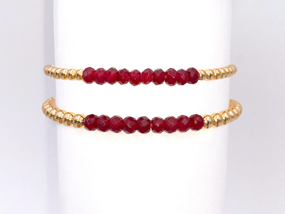 Ruby Jade Gold Filled Bead Bracelet