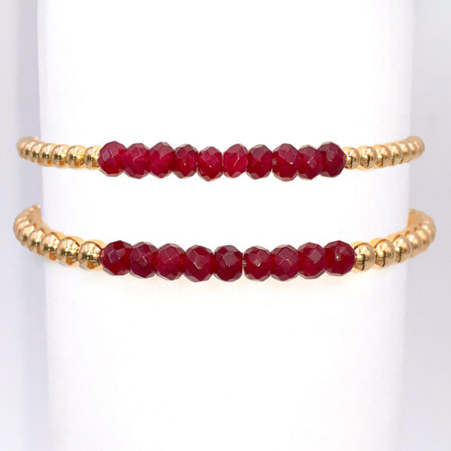 Ruby Jade Gold Filled Bead Bracelet