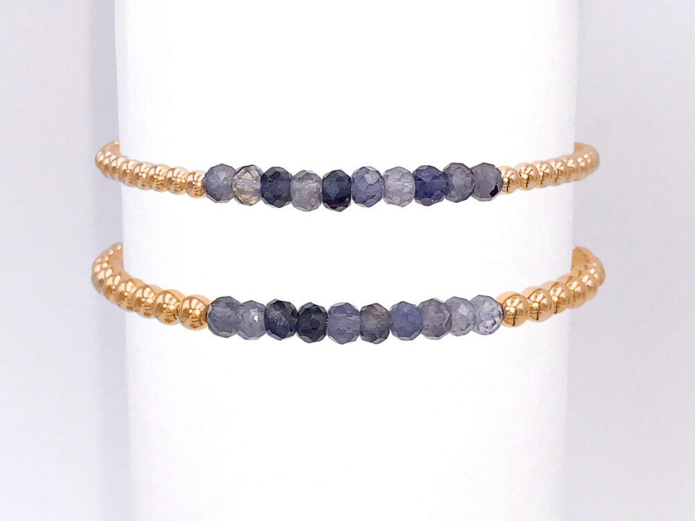 Iolite Gold Filled Bead Bracelet