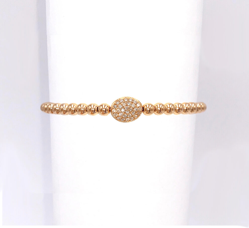 4mm Gold Filled Bead Bracelet With 14k Gold Diamond Bean