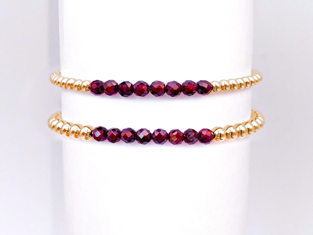 Garnet Gold Filled Bead Bracelet