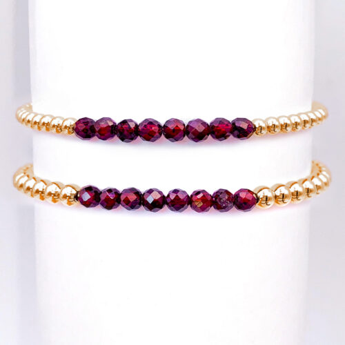 Garnet Gold Filled Bead Bracelet