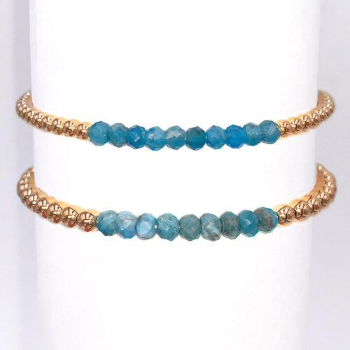 Blue Apatite Gold Filled Bead Bracelet