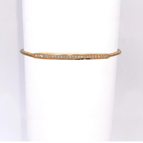 14k Gold 3mm Bead Bracelet With Pave Diamond Bar