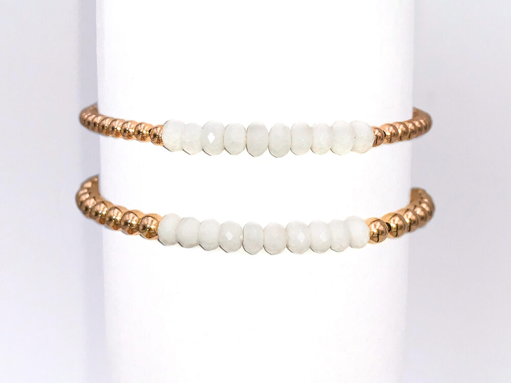 White Jade Gold Filled Bead Bracelet