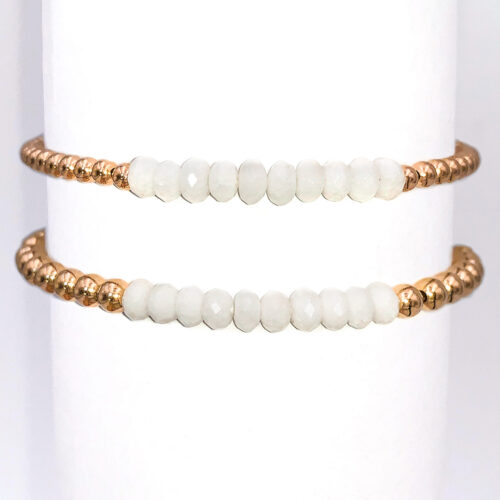 White Jade Gold Filled Bead Bracelet