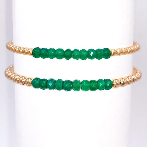 Green Agate Gold Filled Bead Bracelet