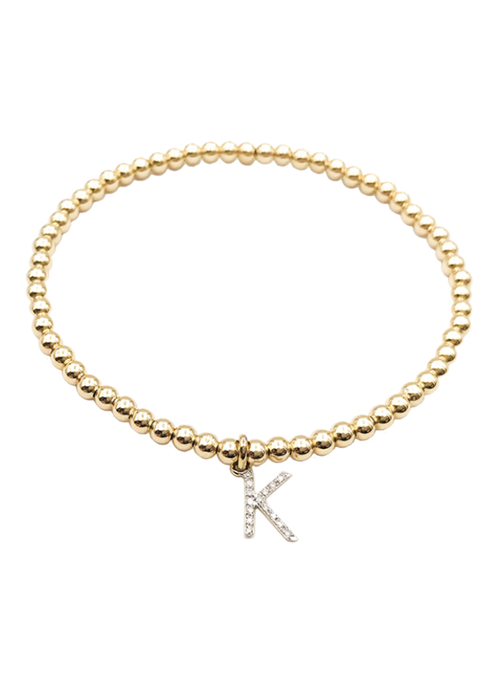 14K Yellow Gold Diamond Initial Link Bracelet H