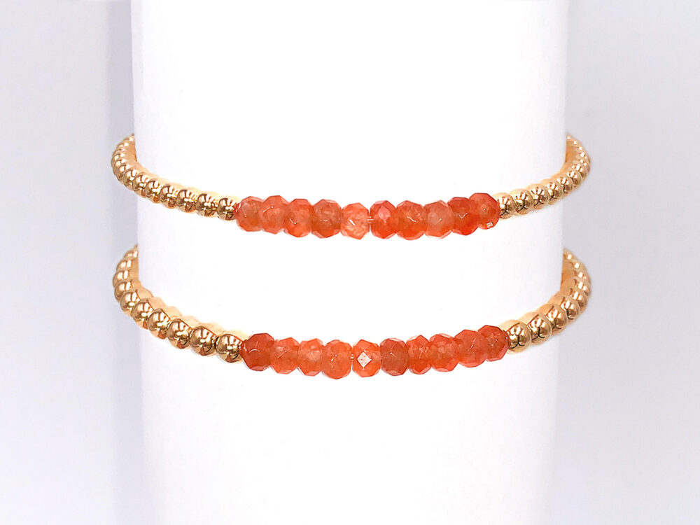 Orange Jade Gold Filled Bead Bracelet