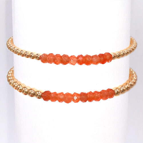 Orange Jade Gold Filled Bead Bracelet
