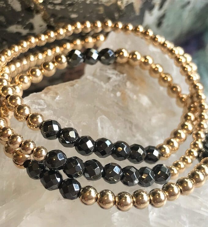 MIXED METAL SMALL INSPIRE 2MM BEAD BRACELET