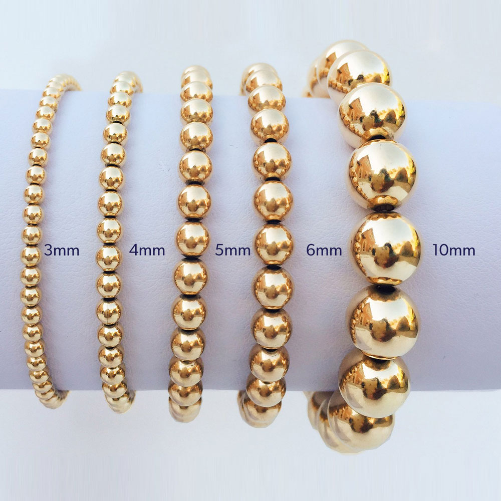 Gold Beaded Bracelets 5mm / 9