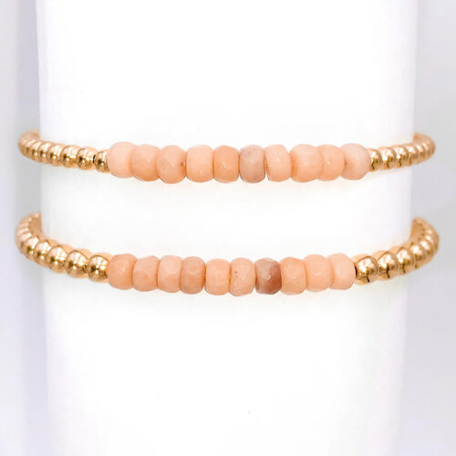 Pink Aventurine Gold Filled Bead Bracelet
