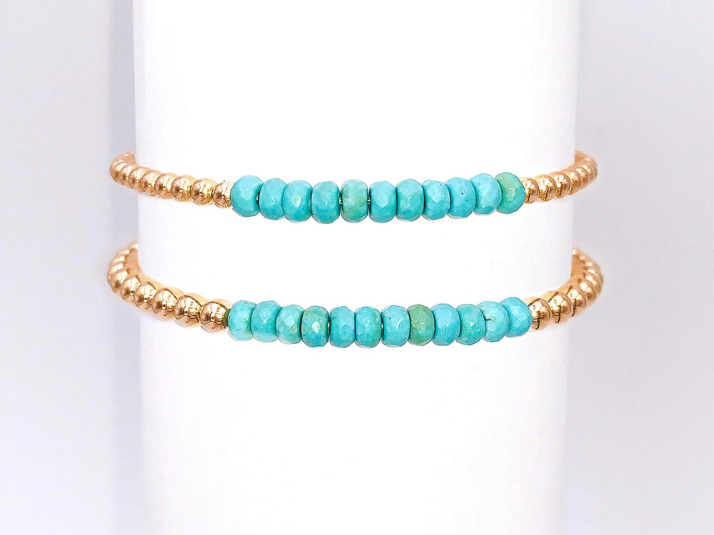 Turquoise Gold Filled Bead Bracelet
