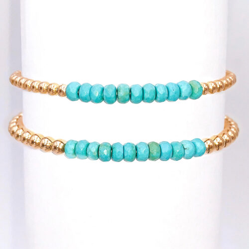 Turquoise Gold Filled Bead Bracelet