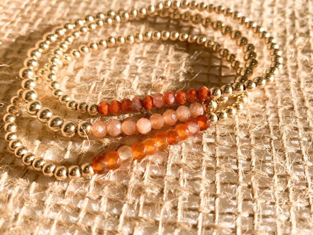 Peach Moonstone Gold Filled Bead Bracelet - Image 2