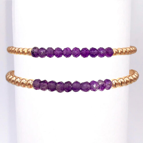 Amethyst Gold Filled Bead Bracelet