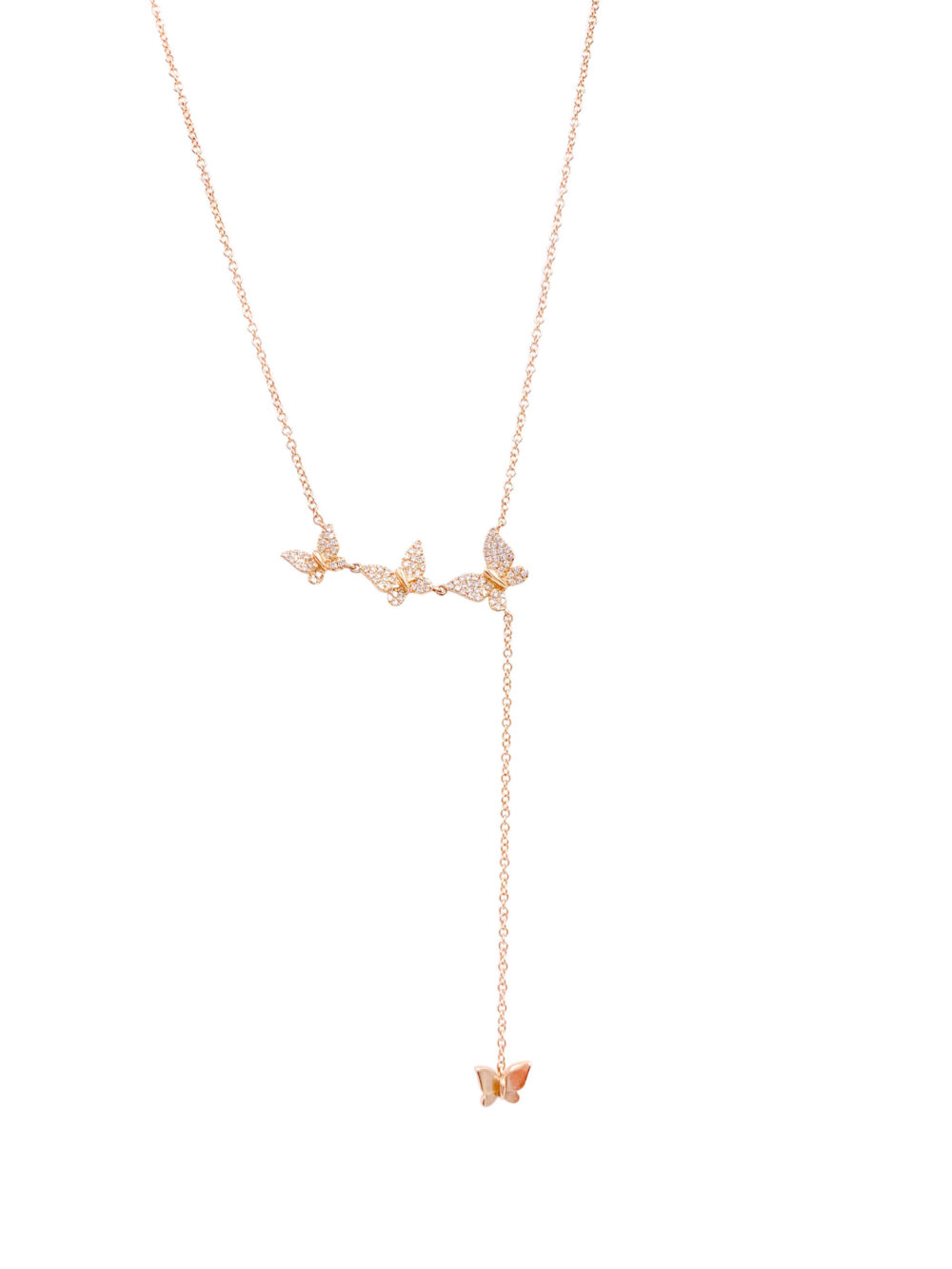 14kt Diamond Butterfly Lariat Necklace