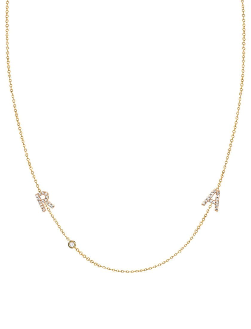 14K Initial and Bezel Diamond Necklace – Kim Ashley Design