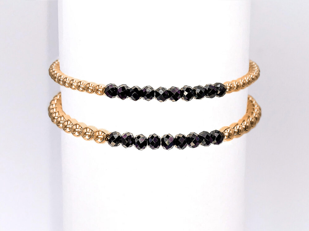 Black Spinel Gold Filled Bead Bracelet
