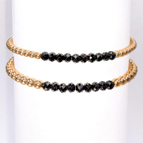 Black Spinel Gold Filled Bead Bracelet