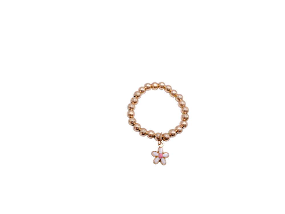 3mm Bead Ring with 14k Enamel Daisy