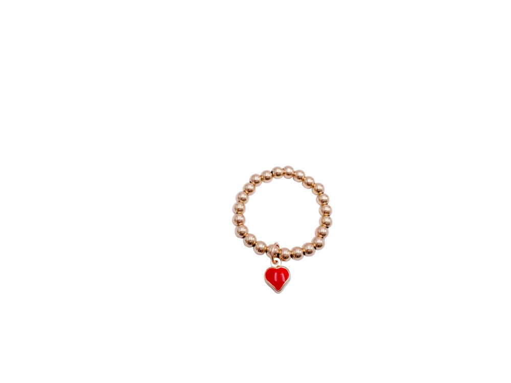 3mm Bead Ring with 14k Enamel Heart